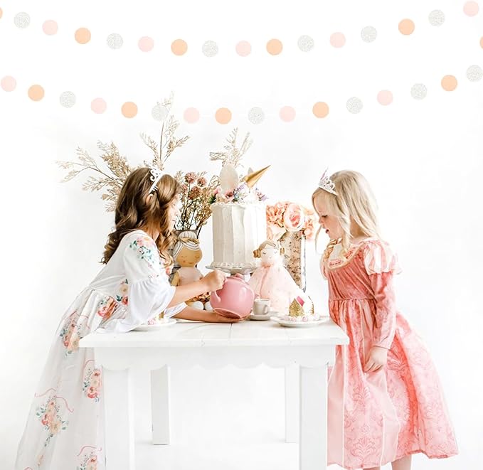 Pink-Silver Peach Birthday Party-Decorations Streamers - 52FT Hanging Paper Garland Banner,Baby Bridal Shower Engagement Anniversary Bachelorette Wedding Graduation Backdrop Decor Hugtmr