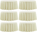 Round Tablecloth 6 Pack 108 Inch Ivory Tablecloths Washable Decorative Linen Polyester Table Clothes Cover for Dining Table Banquets Buffet Parties and Wedding