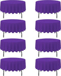 BRILLMAX 8 Pack Purple Round Tablecloths 90 Inch - Circle Bulk Linen Polyester Fabric Washable Table Cloth Cover for Wedding Reception Banquet Birthday Party Buffet Restaurant