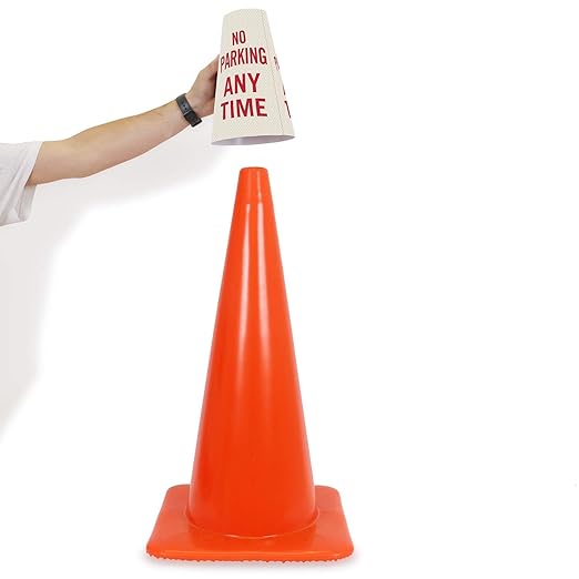 SmartSign “No Parking Any Time” Bright Reflective Cone Message Sleeve, [Cone Not Included]