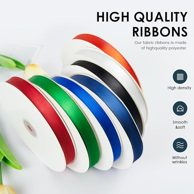 1 Inches x 100 Yards Polyester Satin Ribbon, Solid Color Purple Satin Ribbon for Crafts, Gift Wrapping, Hair Bows, Wedding Party Decoration, Bow Making & Other Projects (Purple)