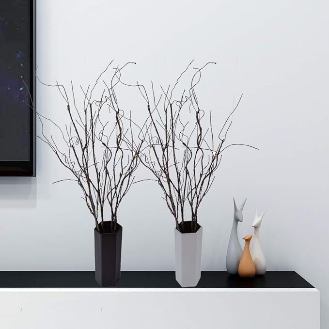 10PCS Lifelike Curly Willow Branches Decorative Dried Artificial Twigs, 30.7 Inches Fake Bendable Sticks Vintage Vines/Stems DIY Greenery Plants Craft Vases Home Garden Hotel Farmhouse Decor
