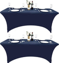 2-Pack 4ft Spandex Table Covers for Rectangular Folding Tables - Wrinkle Resistant Stretch Tight Table Cloths - Ultimate Fitted Table Protector for Parties, Banquet, and Wedding