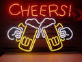 Cheers Beer Real Glass Neon Light Sign Home Beer Bar Pub Recreation Room Game Room Windows Garage Wall Store Sign (17"x14" Large)