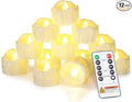 Homemory 12pcs Remote Timer LED Tea Lights Candles, 400+Hours Flickering Flameless Battery Votive Tealights for Tabletop Lighting, Centerpieces Decor, Holiday, White Base