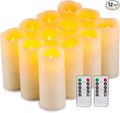 Flameless Candles Flickering LED Candles Set of 12 (D:2.2" X H:5") Ivory Real Wax Pillar Battery Opeated Candles with 10-Key Remote and Cycling 24 Hours Timer