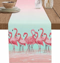 Tropical Flamingo Cotton Linen Table Runner for Dining Kitchen, Wedding Outdoor Party Tablerunners Decoration, Pink Bird Coastal Nautical Animal Dresser Scarf Coffee Tablecloth Runners 13x72 Inches