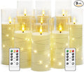 Flameless LED Candles with Timer 9 Pc Flickering Flameless Candles for Romantic Ambiance and Home Decoration Stable Acrylic Shell,with Embedded Star String，Battery Operated Candles（Ivory）