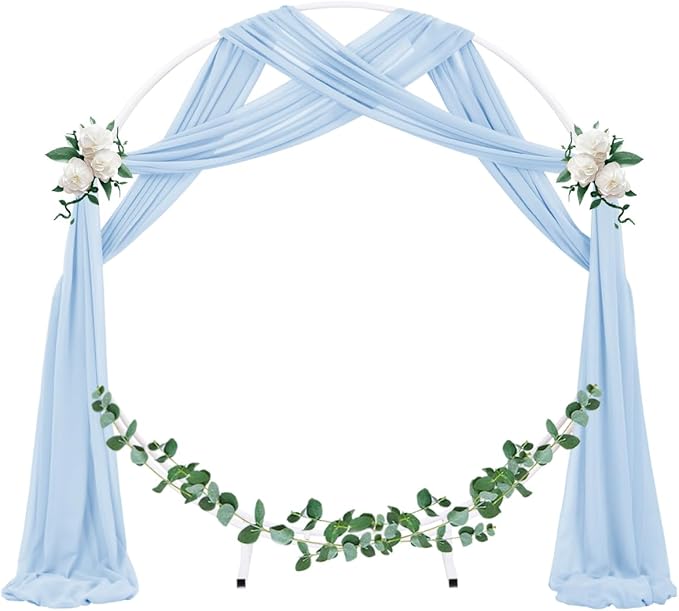 Socomi Wedding Arch Draping Fabric 1 Panel 29" x 19Ft Baby Blue Sheer Chiffon Curtain Drapes 6 Yards for Wedding Ceremony Birthday Party Decoration