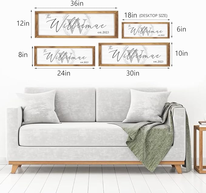 Last Name Signs for Home, Personalized Wall Decor, Monogram Gifts, Framed Wooden Family Name Sign for Home Decor, Custom Wood Signs, Established Signs
