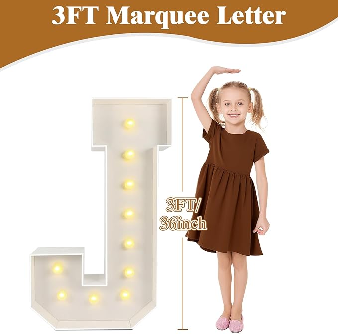 Marquee Light Up Letters: 3FT Large Decorative Signs for Party Decorations Baby Shower Birthday Wedding Engagement Anniversary, 3 Feet Tall Pre-Cut DIY Foamboard Letter M - Easy to Assemble
