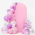 LEBENGURU Upgraded 5FT Wedding Arch Cover, Light Pink Spandex Fitted Arch Backdrop Cover, Round Top Chiara Stand Covers for Birthday Party Baby Shower Banquet Balloon Décor