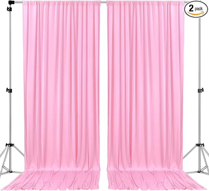 AK TRADING CO. 10 feet Wide x 12 feet Long IFR Polyester Backdrop Drapes Curtains Panels with Rod Pockets - Wedding Ceremony Party Home Window Decorations - (Pink)
