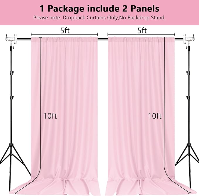 MEETSKY Pink Backdrop Curtain for Parties Baby Shower Pink Photo Curtains with Rod Pockets Backdrop Drapes Privacy Fabric Decoration for Wedding Birthday Gril Party Home Decor, 5ft x 10ft, 2 Panels