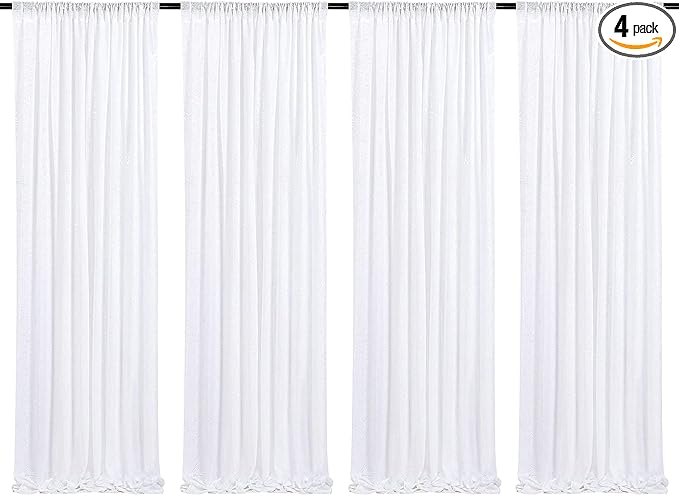 Poise3EHome White Sequin Backdrop Curtain,4 Panels 2FTx8FT Glitter Background for Party Birthday Party Baby Shower Wedding Christmas Thanksgiving Halloween Holiday Festival Decor