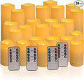 24-Pack LED Flameless Candles with Remote Control -Remote flameless Candles- Timer Candles -3D Flame, for Halloween Christmas Parties,Wedding,Home,Gift and Special Occasions(Three Sizes)