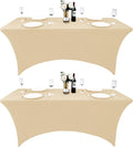 2-Pack 4ft Spandex Table Covers for Rectangular Folding Tables - Wrinkle Resistant Stretch Tight Table Cloths - Ultimate Fitted Table Protector for Parties, Banquet, and Wedding