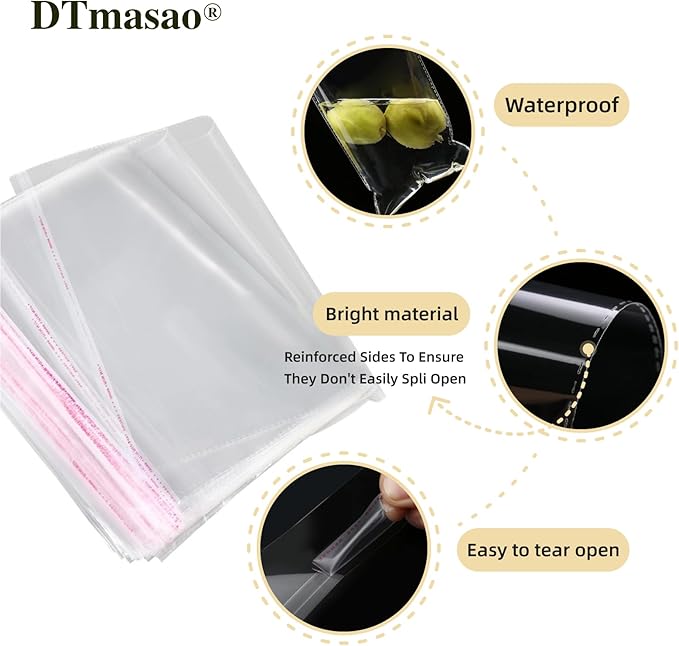 3x5 Inches 100 Pcs Self Sealing Cellophane Bags Clear Cookie Bags Resealable Cellophane Bag for Packaging Cookies,Gifts,Favors, Products,Candy