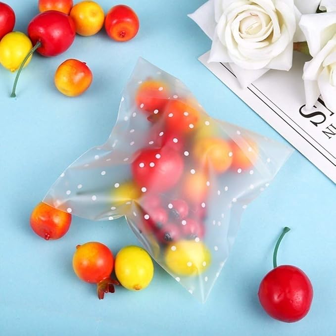 Searik Self Sealing Cookie Bags with Seal 4x6 Inches, 4 Mils Individual Self Adhesive Cellophane Plastic Candy Bags for Wedding Party Gift Giving Bakery Chocolate with Thank You Stickers 100 Pcs
