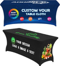 Custom Table Cloth with Business Logo 4FT 5FT 6 FT 8 FT Spandex Customized Table Cover Stretch for Tradeshow Events Birthday Wedding Anniversary Mantel Personalized Table Cloth (5FT)
