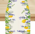 Floral Tulip Lavender Table Runner, Spring Watercolor Flower Plants Nature Butterfly Table Runner for Kitchen Dinner Living Room Home Party, 13x108 Inch