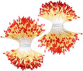 HAHIYO 700Pcs 2mm Yellow and Red Matte Double Head Flower Stamen Pistil for Flower Making Scrapbook Decoration Handmade Artificial Flowers Pistil Matt-Like Floral Stamens Flowers Pollen Stamen