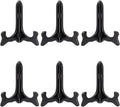 Juvale 6-Pack Wooden Plate Stands for Display - 6-Inch Black Compact Tabletop Wood Easels - Lightweight & Sturdy Plate Holder Stands for Photos & Artwork