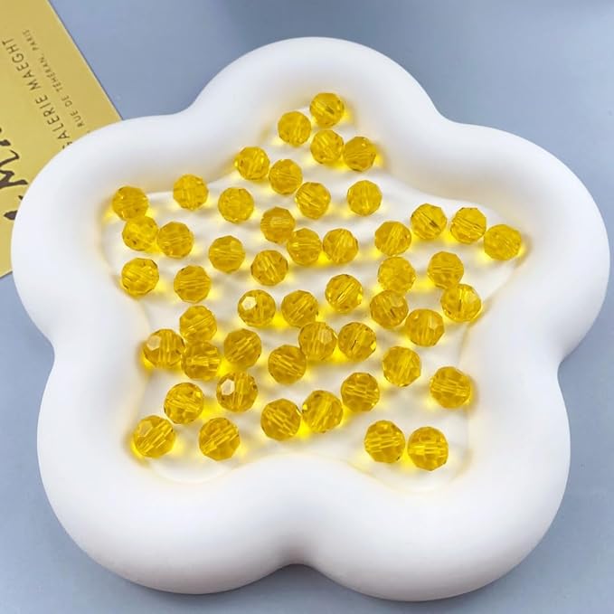200 PCS 6mm Crystal Glass Beads Round Multiple Faceted Loose Spacer Glass Beads for DIY Handcrafte Bracelet Necklace Earring Jewelry Making(Orange)