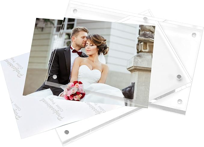 Magicool Premium Acrylic Photo Frame- Magnet Photo Frame -Double Sied Thick Desktop Frames (4x6 5 Pack)