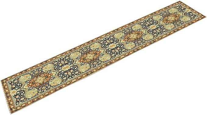 Vintage Boho Floral Table Runner, Elegant Luxurious Rustic Country Farmhouse Navy Blue Gold Retro Flower Pattern for Home Kitchen Table Decor Dining Coffee Room Party Decor 13x60in