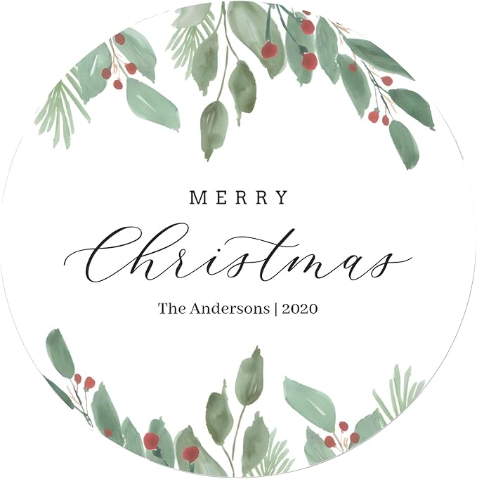 Custom Stickers for Weddings, Birthdays & Businesses - Personalized Labels with Your Logo - Waterproof, Fade and Heat Resistant - Pack of 100-1000 (Wreath F, 2 Inch)