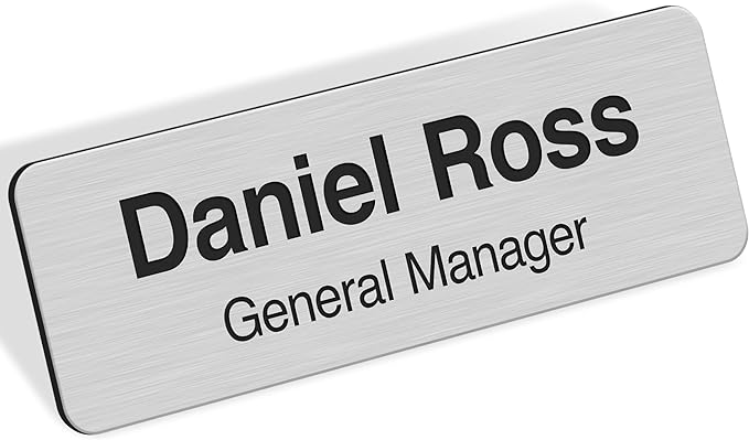 Name Tag, Magnetic Brushed Aluminum Name Tags, Personalized Name Tags, 1x3 Inches, Durable Engravable Impact Material, Made in The USA by My Sign Center