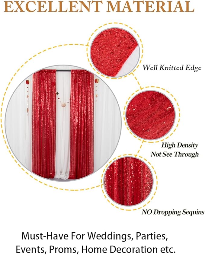 ShinyBeauty Sequin Backdrop Curtain 2 Panels 2FTx8FT Photo Background Glitter Photography Back Drop Cover Wedding Decorations -190417S
