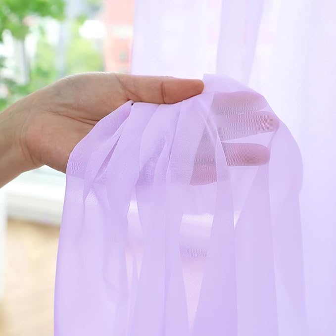 Window Purple Sheer Curtains 48 Inches Width 63 Inches Long 2 Panels Sheer Curtain Clear Curtains Basic Rod Pocket Panel for Home Living Room Bedroom Kids Room Yard Patio Parlor Sliding