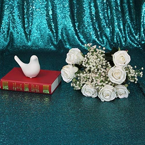 Eternal Beauty Teal Sequin Backdrop, 6x6 Ft Glitter Background Curtains for Shimmer Photography Party Wedding Birthday Back Drop Decor