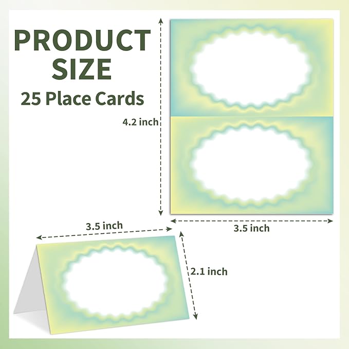 25 Color Gradient Place Cards for Table Seating, Colorful Wedding Name Place Card, Tent Cards for Birthday Baby Shower Bridal Shower Reception Dinner Party Decorations -A01