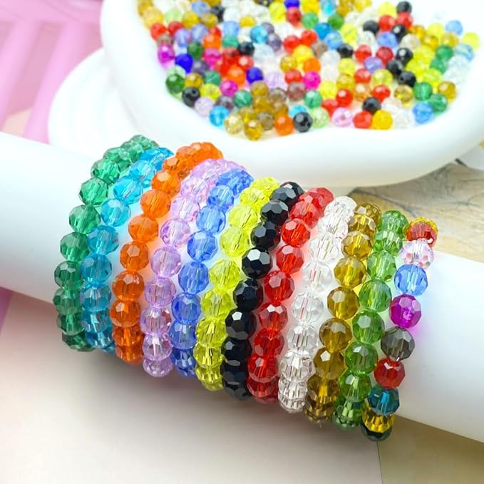 400 PCS 4mm Crystal Glass Beads Round Multiple Faceted Loose Spacer Glass Beads for DIY Handcrafte Bracelet Necklace Earring Jewelry Making(Red)