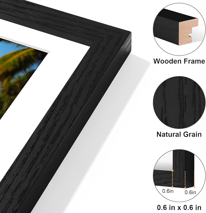 Vittanly 14x14 Collage Picture Frame, Displays 6Pcs 4x6 Pictures with Mat, Picture Frames Collage Wall Decor for Horizontal or Vertical Display, Black, 1 Pack