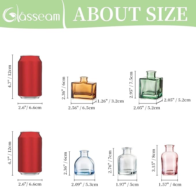 Glasseam Mini Bud Vases in Bulk 40: Colored Small Flower Vases for Centerpieces Cute Tiny Glass Vase for Flowers Modern Decorative Wedding Table Centerpiece for Dining Room Decor