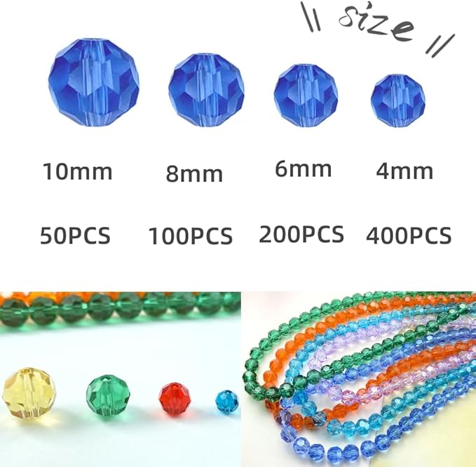 200 PCS 6mm Crystal Glass Beads Round Multiple Faceted Loose Spacer Glass Beads for DIY Handcrafte Bracelet Necklace Earring Jewelry Making(Orange)