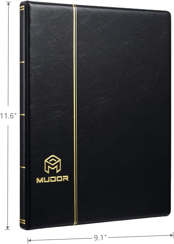 MUDOR Stamp Collecting Album, 4 Rows Pockets Book for Collectors, 10 Sheets Stockbook