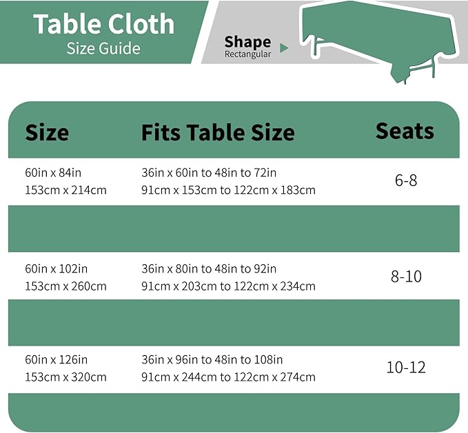 Hunter Green 6 Pack Polyester Table Cloth 60 x 126 Inch, Rectangle Tablecloths for 6 Foot Tables Washable Table Cloth for Party Wedding