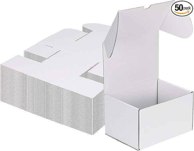 MEBRUDY 7x5x4 Inch Shipping Boxes Pack of 50, White Small Corrugated Cardboard Box for Mailing Packing Literature Mailer