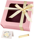 TIACABO Pink Gift Box with Window,7.5"x7.5"x3.1" Bridesmaid Boxe for Gifts Giving,Birthday Gift Boxes with Magnetic,Closure Lid Gifts Boxes for Presents,Cute Box,Luxury for Gift Packaging