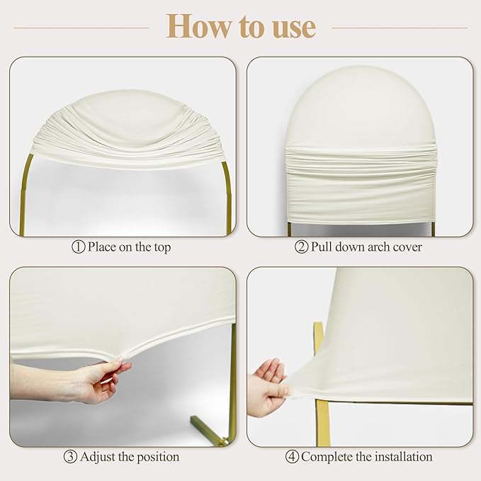 Ledido Wedding Arch Backdrop Cover 6FT Arch Covers Fitted Stretchy Spandex Round Top Stand Backdrop Cover for Wedding Banquet Ceremony Birthday Party Baby Shower Event Decoration,Ivory