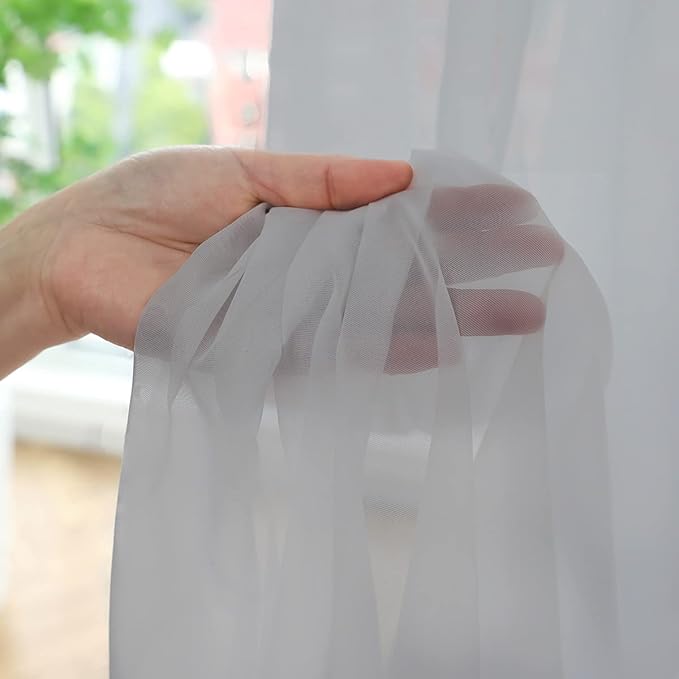 Window Grey Sheer Curtains 48 Inches Width 145 Inches Long 2 Panels Sheer Curtain Clear Curtains Basic Rod Pocket Panel for Home Living Room Bedroom Kids Room Yard Patio Parlor Sliding