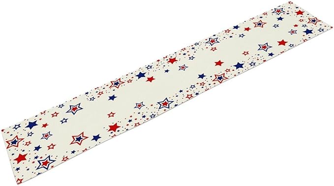 4th of July Table Runner, American Stars Patriotic Independence Day Table Runner for Indoor Outdoor Party Home Kitchen Dining Table Decor, Blue Red, 13x60inch