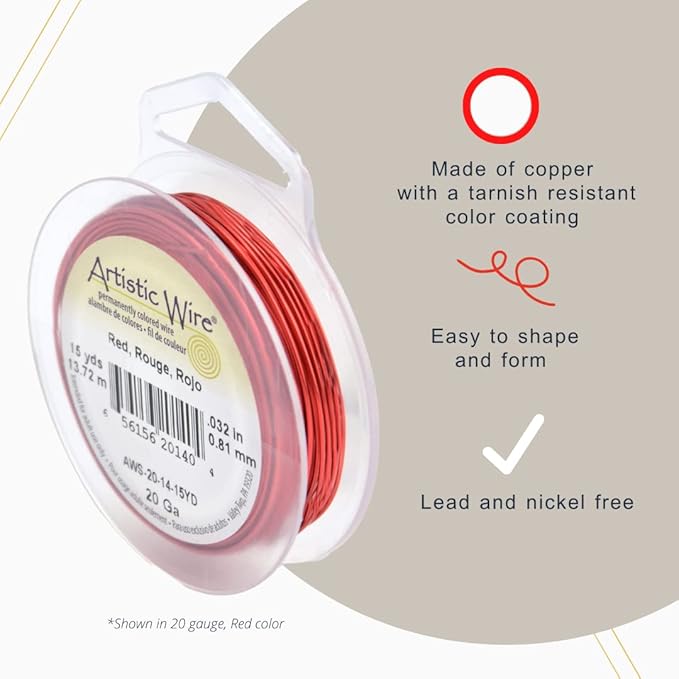 Artistic Wire, 20 Gauge Tarnish Resistant Colored Copper Craft Wire, Brown, 15 yd