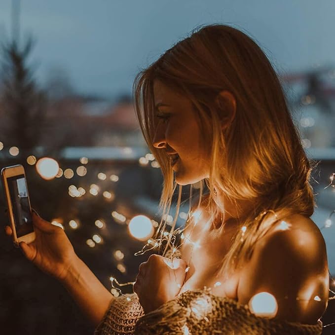 Photo Clip String Light - 33Ft 100LED Fairy Lights with Clips for Pictures With Timer, Photo Light with 50 Clear Clips for Bedroom Christmas Wedding Décor
