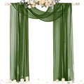 Socomi Olive Green Wedding Arch Draping Fabric 29" x 20Ft 2 Panels Sheer Outdoor Curtain Drapes Extra Long for Bridal Baby Shower Ceremony Birthday Party Decor